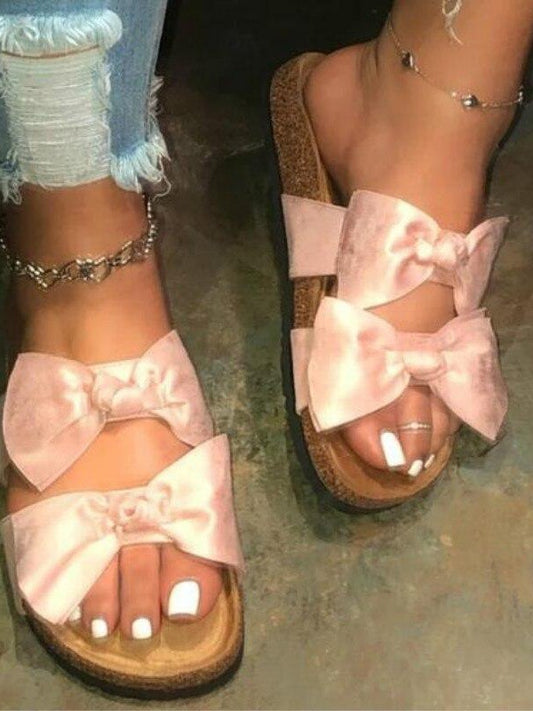 2 Straps Bow Slide Sandals