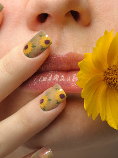 Sunflower Watercolor | Soft & Durable Press-On Nails