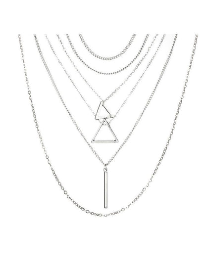 Double Triangle Multilayer Necklace