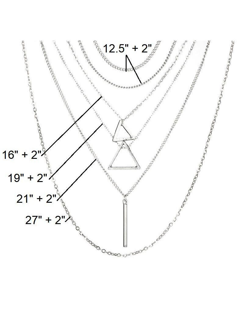 Double Triangle Multilayer Necklace