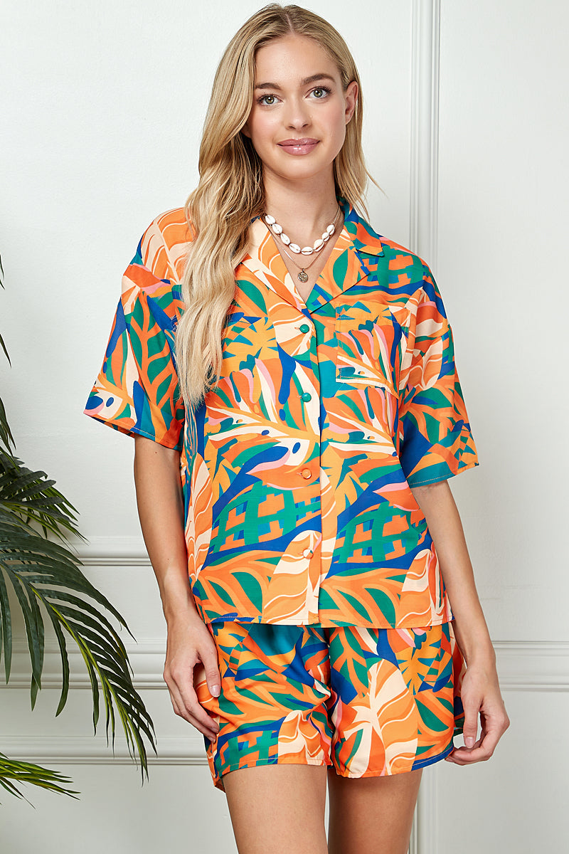 Short Sleeve Print Shirt & Short Casual Sets