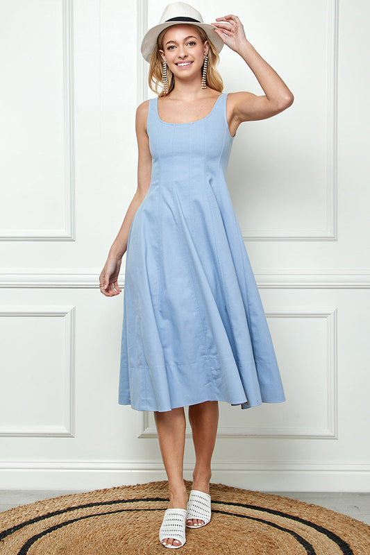 Denim Sleeveless Mid Dress