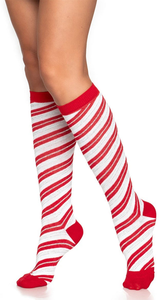 Candy Cane Knee High Socks