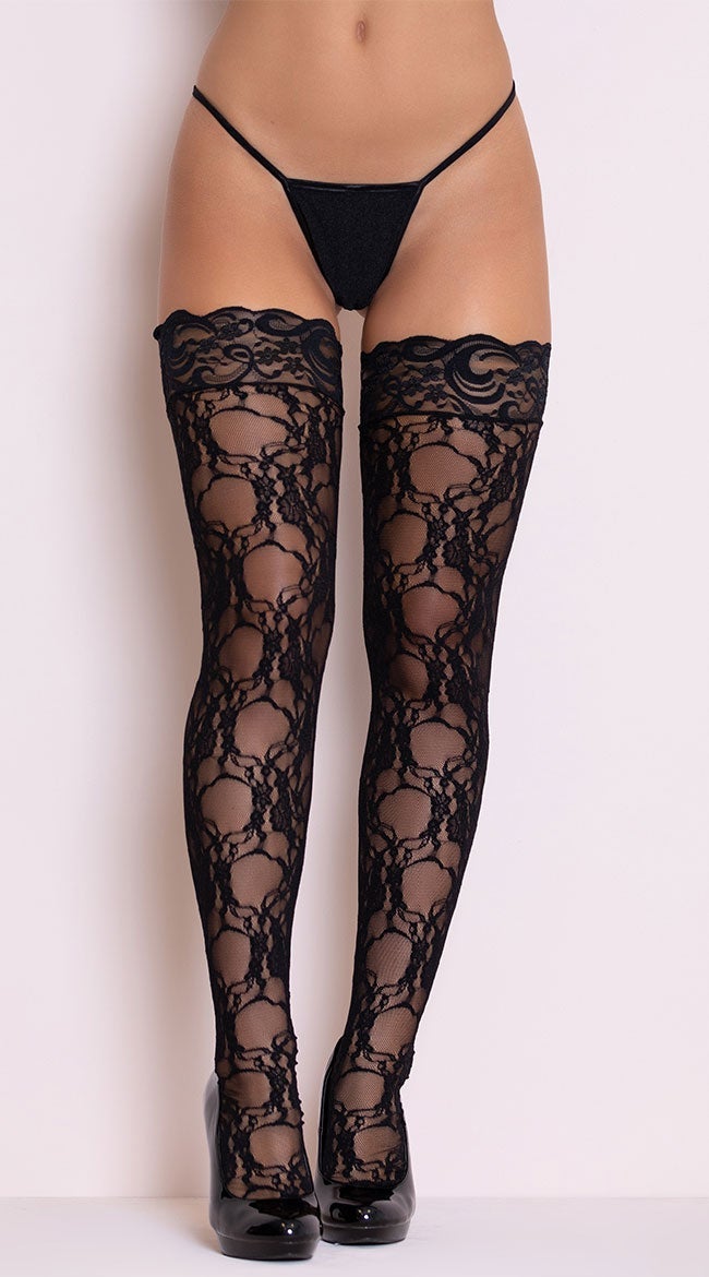 Stay-Up Floral Lace Thigh Highs