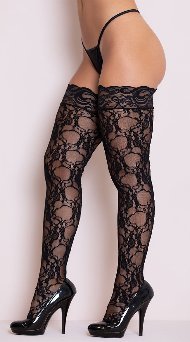 Stay-Up Floral Lace Thigh Highs