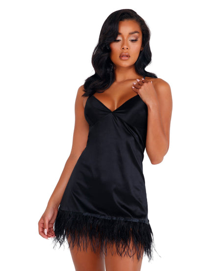 Ostrich Feather Satin Chemise