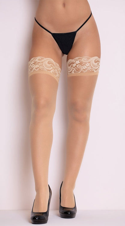 Lace Top Thigh High with Back Seam