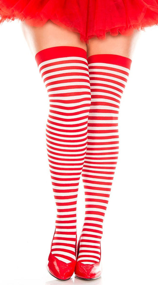 Plus Size Striped Thigh Highs
