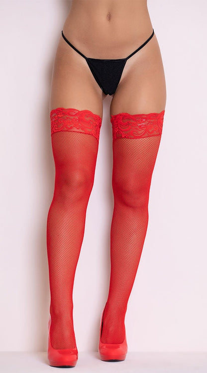 Fishnet Thigh Highs with Silicon Lace Top