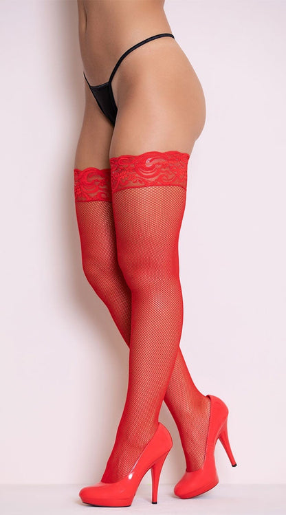 Fishnet Thigh Highs with Silicon Lace Top