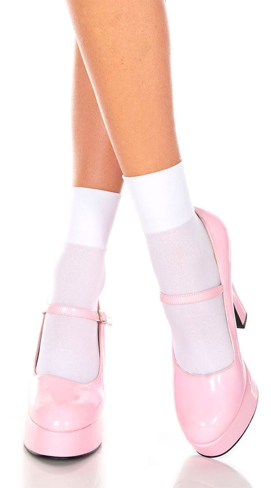 White Opaque Anklet Socks