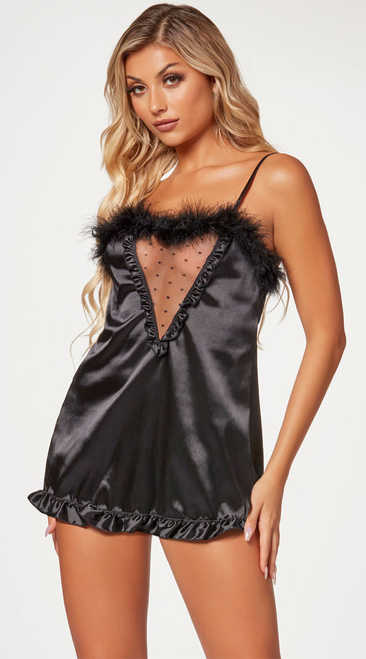 Fuzzy Silk Chemise Set